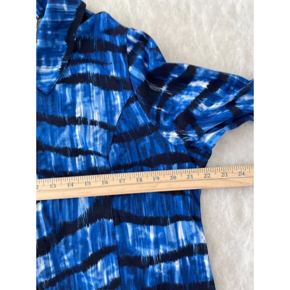 Weekends By Chico's Womens Blue Black Tie Dye Printed Jacket Size 2, US L - Picture 3 of 8